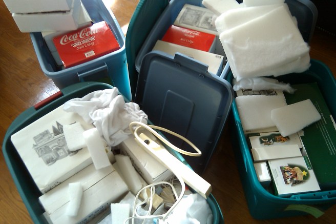 Beginning the mantel display.